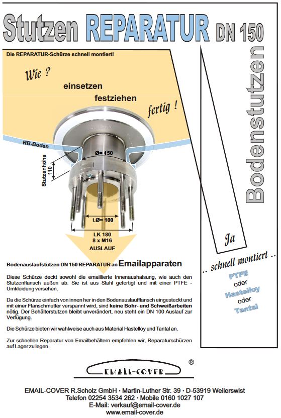 Emaillierte Bodenstutzen reparieren